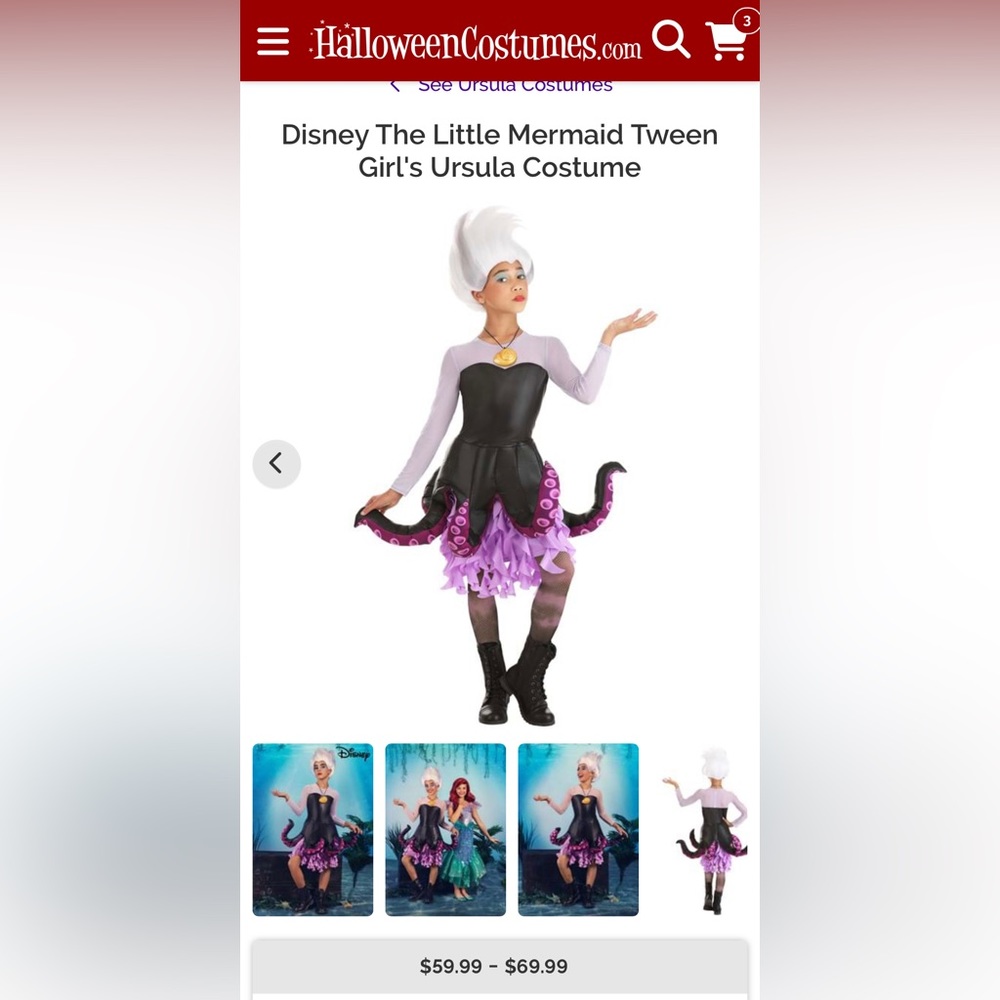 Ursula Little Mermaid Costume size XL girls/Medium Women